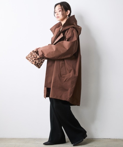 CHIC STYLE（シックスタイル）の「フーディロングブルゾン＜大きいサイズ有＞シックスタイル（ブルゾン・レディース・ブラウン/ブラック・3L/LL/L/M/5L/4L）」の9枚目の写真