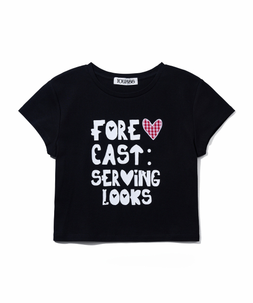 YOUHEE(ユヒ)の「FORECAST CROP T-SHIRTS_BLACK(Tシャツ/カットソー・レディース・その他・FREE)」の2枚目の写真
