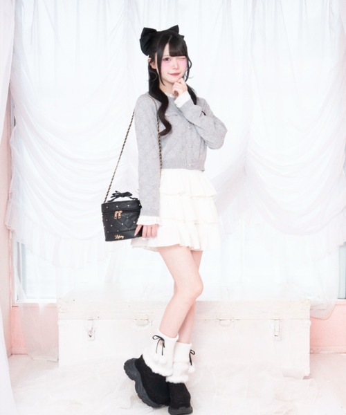 LAFARY(ラファリー)の「モノグラムニットトップス(Tシャツ/カットソー・レディース・ホワイト/グレー/ピンク・FREE)」の7枚目の写真