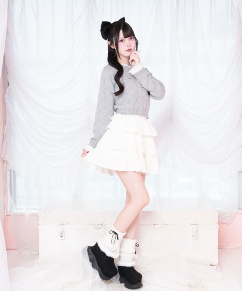 LAFARY(ラファリー)の「モノグラムニットトップス(Tシャツ/カットソー・レディース・ホワイト/グレー/ピンク・FREE)」の10枚目の写真