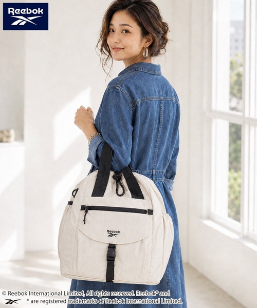Reebok(リーボック)の「【Reebok リーボック】ナイロントートバッグ ショルダーバッグ ドローコード(トートバッグ・メンズ・ブラック/クリーム・FREE)」の2枚目の写真