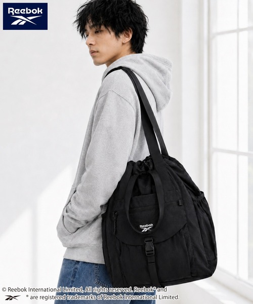 Reebok(リーボック)の「【Reebok リーボック】ナイロントートバッグ ショルダーバッグ ドローコード(トートバッグ・メンズ・ブラック/クリーム・FREE)」の1枚目の写真