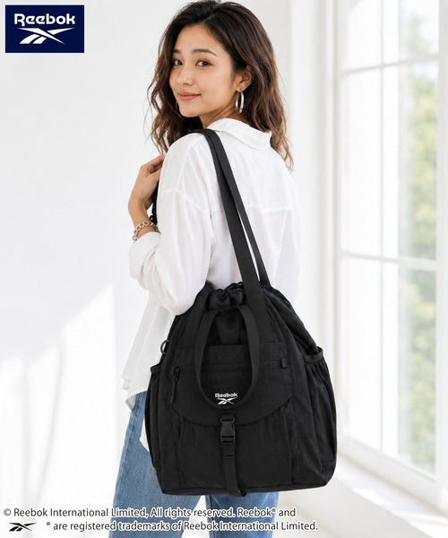 Reebok(リーボック)の「【Reebok リーボック】ナイロントートバッグ ショルダーバッグ ドローコード(トートバッグ・メンズ・ブラック/クリーム・FREE)」の4枚目の写真