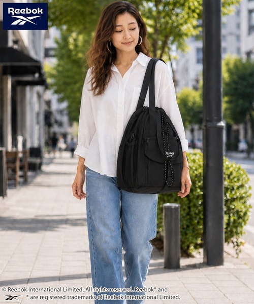 Reebok(リーボック)の「【Reebok リーボック】ナイロントートバッグ ショルダーバッグ ドローコード(トートバッグ・メンズ・ブラック/クリーム・FREE)」の5枚目の写真