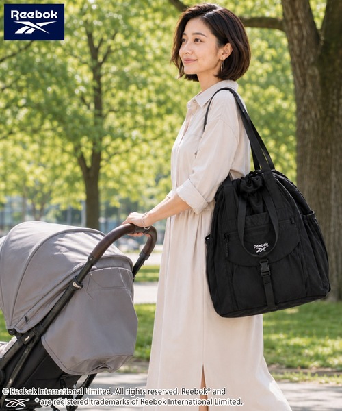 Reebok(リーボック)の「【Reebok リーボック】ナイロントートバッグ ショルダーバッグ ドローコード(トートバッグ・メンズ・ブラック/クリーム・FREE)」の7枚目の写真