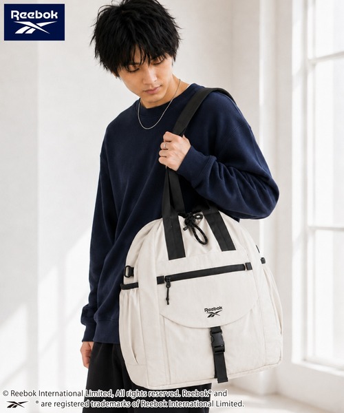 Reebok(リーボック)の「【Reebok リーボック】ナイロントートバッグ ショルダーバッグ ドローコード(トートバッグ・メンズ・ブラック/クリーム・FREE)」の9枚目の写真