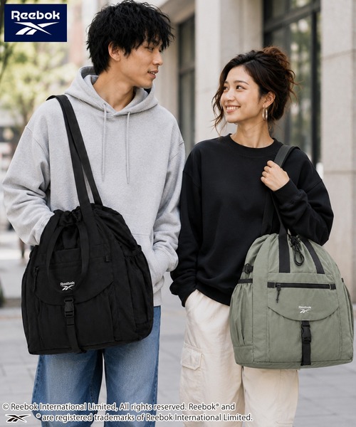 Reebok(リーボック)の「【Reebok リーボック】ナイロントートバッグ ショルダーバッグ ドローコード(トートバッグ・メンズ・ブラック/クリーム・FREE)」の12枚目の写真