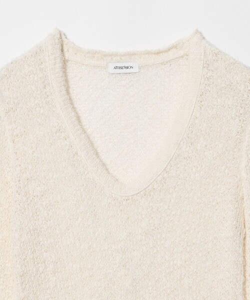 ATTISESSION(アティセッション)の「<ATTISESSION>メッシュ Uネック ニット Ⅱ(ニット/セーター・レディース・ダークグレー/オフホワイト・FREE)」の17枚目の写真