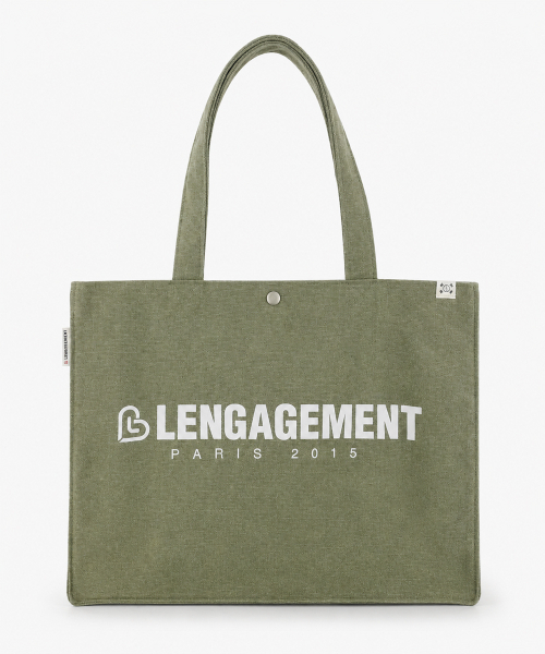 LENGAGEMENT（ランガージュマン）の「ストーリー ロゴ ミリタリー キャンバス ショッパーバッグ [カーキ]（ショルダーバッグ・レディース・その他・FREE）」の2枚目の写真