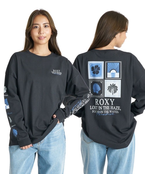 ROXY(ロキシー)の「ROXY HAZE & WAVES 袖プリント機能性Tシャツ 長袖 ロンT /抗菌防臭 【2026年秋冬モデル】(Tシャツ/カットソー・レディース・ブラック系その他/グレー/ナチュラル/ネイビー・SMALL/MEDIUM/LARGE)」の1枚目の写真
