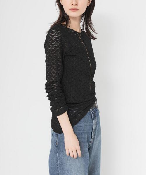 URBAN RESEARCH(アーバンリサーチ)の「ストレッチレースカットソー(Tシャツ/カットソー・レディース・ブラック/オフホワイト・FREE)」の2枚目の写真