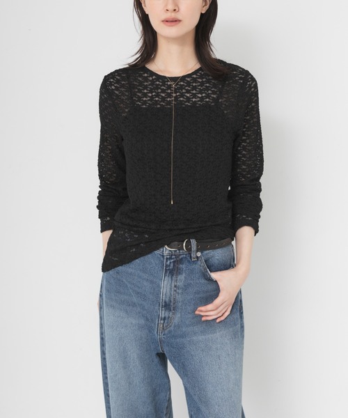 URBAN RESEARCH(アーバンリサーチ)の「ストレッチレースカットソー(Tシャツ/カットソー・レディース・ブラック/オフホワイト・FREE)」の8枚目の写真