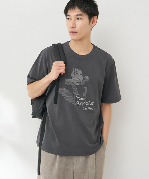 B.C STOCK(ベーセーストック)の「ウェーブエンブロイダリーTシャツ(Tシャツ/カットソー・メンズ・ブラック/ネイビー/アイボリー・LARGE/MEDIUM)」の14枚目の写真