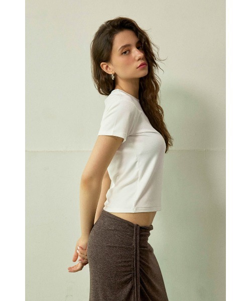 ALEXIA STAM(アリシアスタン)の「Soft Essential Tee /コンパクトTシャツ(Tシャツ/カットソー・レディース・グレー/ブラウン/ブラック/ホワイト・L/M/S)」の7枚目の写真