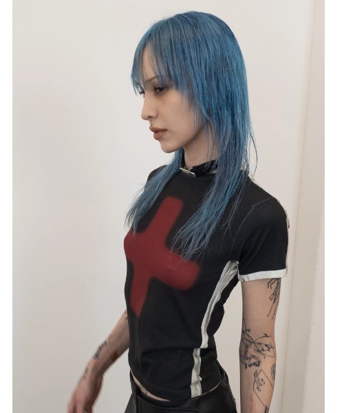 L.H.P(エルエイチピー)の「DOGMA EHKS/ドグマエークス/CROSS CROP SHORT SLEEVE(Tシャツ/カットソー・レディース・ブラック/グレー・F)」の8枚目の写真