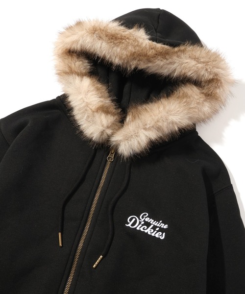 Dickies(ディッキーズ)の「【GENUINE DICKIES/ジェニュインディッキーズ】フードファー裏起毛ワンポイントロゴ刺繍フルZIPパーカー(パーカー・メンズ・ブラック/カモフラージュ/オートミール・M/L/XL)」の6枚目の写真