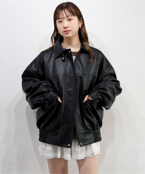 tiptop(ティップトップ)の「MIXファーティペット付き合皮ブルゾン(ブルゾン・レディース・ブラウン系その他/ブラック系その他/ブラウン/ブラック・LONG/SHORT)」の5枚目の写真