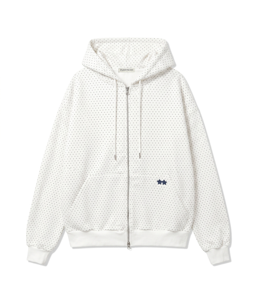 FUZZY SCAN(ファジスキャン)の「フルドット オーバーフィット ジップアップパーカー 4色(パーカー・レディース・チャコール/アイボリー/ネイビー/ブラック・FREE/1)」の6枚目の写真
