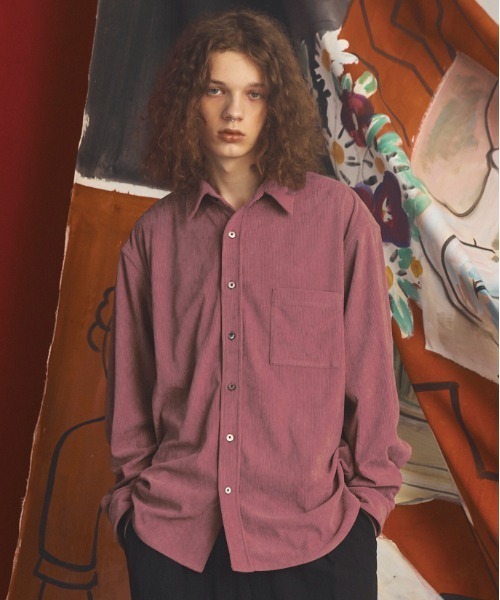 MAISON SPECIAL（メゾンスペシャル）の「《UNISEX》11Waleコーデュロイプライムオーバーレギュラーカラーシャツ/11Wale Corduroy Prime-Over Regular Collar Shirt【MAISON SPECIAL/メゾンスペシャル】（シャツ/ブラウス・メンズ・ブラック/ピンク/ブラウン/グレイッシュベージュ・0/1/2）」の4枚目の写真