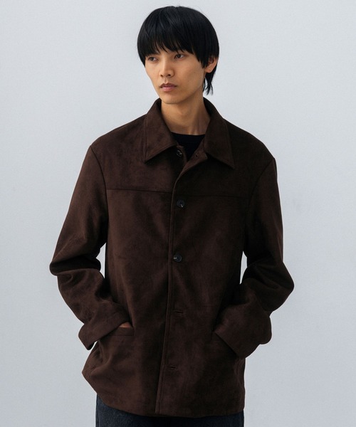 LURAKU(ルラク)の「【LURAKU】Synthetic Suede Coverall Jacket / シンセティックスエードカバーオールジャケット(カバーオール・メンズ・ブラック/ブラウン・LARGE/MEDIUM/SMALL)」の2枚目の写真