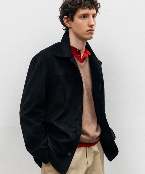 LURAKU(ルラク)の「【LURAKU】Synthetic Suede Coverall Jacket / シンセティックスエードカバーオールジャケット(カバーオール・メンズ・ブラック/ブラウン・LARGE/MEDIUM/SMALL)」の4枚目の写真