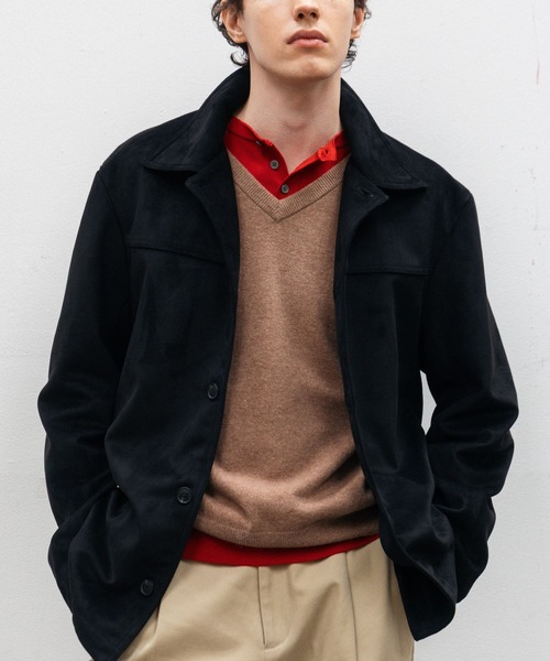 LURAKU(ルラク)の「【LURAKU】Synthetic Suede Coverall Jacket / シンセティックスエードカバーオールジャケット(カバーオール・メンズ・ブラック/ブラウン・LARGE/MEDIUM/SMALL)」の5枚目の写真