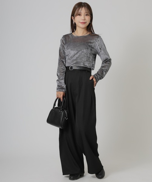 Riberry(リベリー)の「シアーベロア袖ギャザートップス(Tシャツ/カットソー・レディース・ブラック/グレー/ブラウン・MEDIUM)」の11枚目の写真