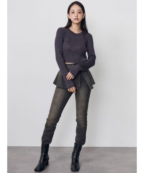 MURUA(ムルーア)の「2WAYペプラムデニムパンツ 冬服(デニムパンツ・レディース・ブルー/ブラック・2/1)」の4枚目の写真