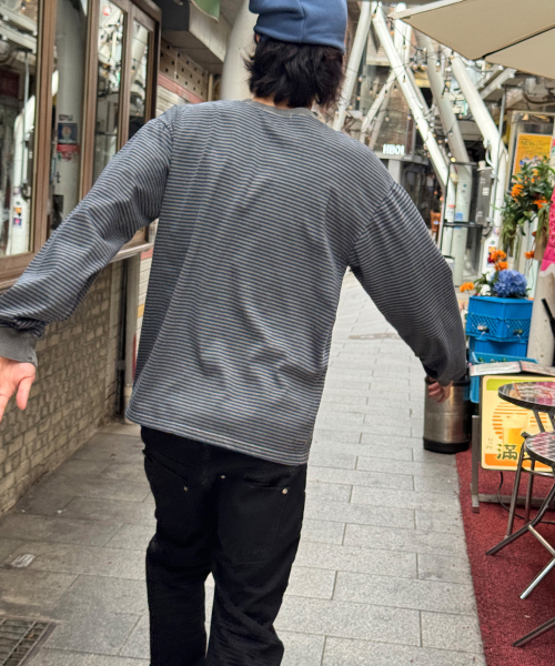 SCALLYWAG（スカリーワグ）の「ウォッシュドストライプロングスリーブ[ブルー]（Tシャツ/カットソー・レディース・その他・MEDIUM/LARGE）」の2枚目の写真