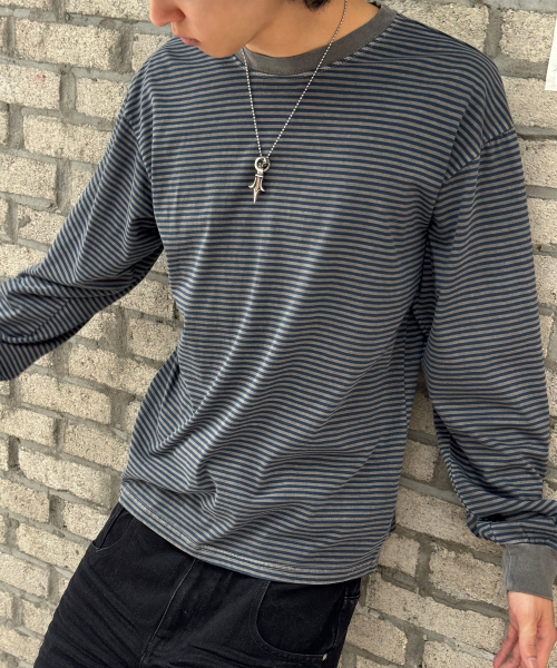 SCALLYWAG（スカリーワグ）の「ウォッシュドストライプロングスリーブ[ブルー]（Tシャツ/カットソー・レディース・その他・MEDIUM/LARGE）」の4枚目の写真