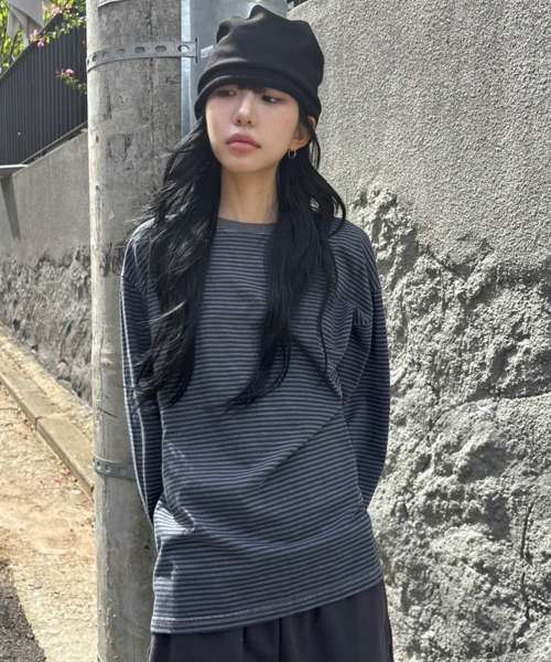 SCALLYWAG（スカリーワグ）の「ウォッシュドストライプロングスリーブ[ブルー]（Tシャツ/カットソー・レディース・その他・MEDIUM/LARGE）」の5枚目の写真