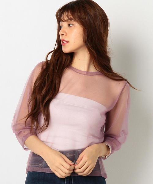 Another Edition（アナザーエディション）の「シースループルオーバー/AEMBC Ny/P シースルー PO◆（Tシャツ/カットソー・レディース・ブラック/ベージュ/ライラック・FREE）」の3枚目の写真