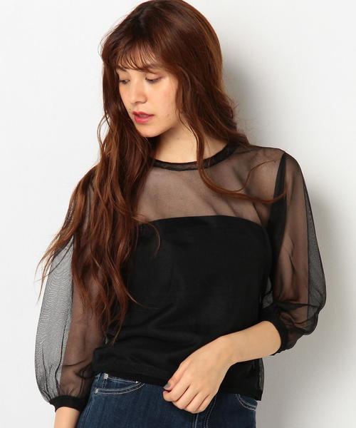 Another Edition（アナザーエディション）の「シースループルオーバー/AEMBC Ny/P シースルー PO◆（Tシャツ/カットソー・レディース・ブラック/ベージュ/ライラック・FREE）」の2枚目の写真