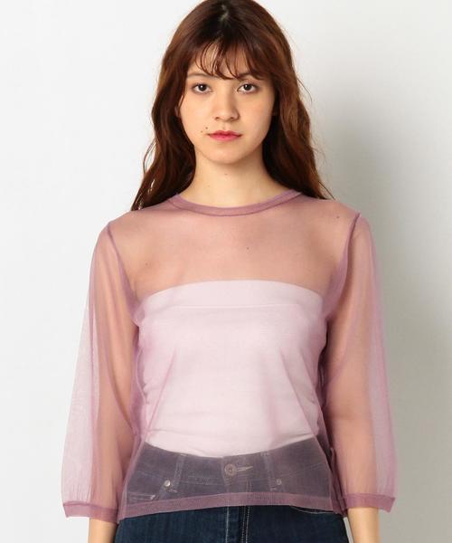 Another Edition（アナザーエディション）の「シースループルオーバー/AEMBC Ny/P シースルー PO◆（Tシャツ/カットソー・レディース・ブラック/ベージュ/ライラック・FREE）」の14枚目の写真