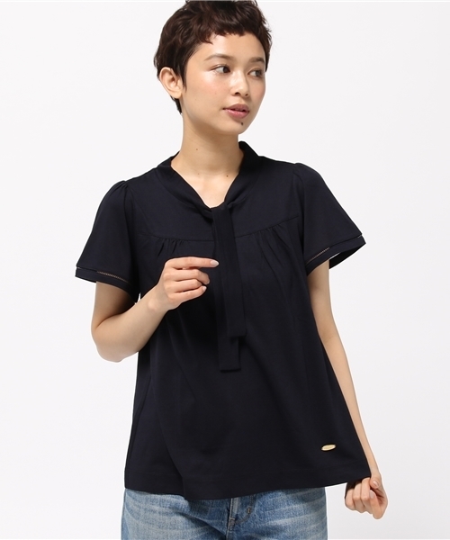 BLUE LABEL CRESTBRIDGE（ブルーレーベルクレストブリッジ）の「ボウタイ付き　プルオーバー（Tシャツ/カットソー・レディース・ネイビー/オフホワイト/チャコールグレー/ピンク・38）」の3枚目の写真