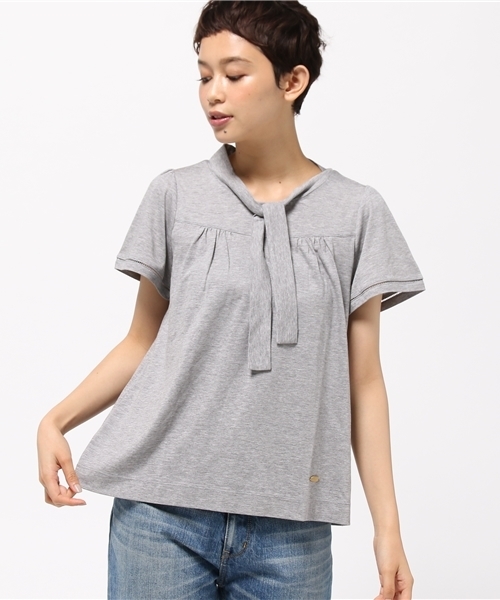 BLUE LABEL CRESTBRIDGE（ブルーレーベルクレストブリッジ）の「ボウタイ付き　プルオーバー（Tシャツ/カットソー・レディース・ネイビー/オフホワイト/チャコールグレー/ピンク・38）」の2枚目の写真