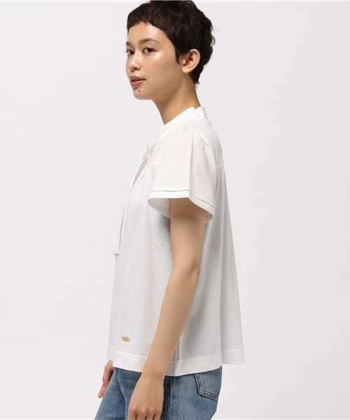 BLUE LABEL CRESTBRIDGE（ブルーレーベルクレストブリッジ）の「ボウタイ付き　プルオーバー（Tシャツ/カットソー・レディース・ネイビー/オフホワイト/チャコールグレー/ピンク・38）」の6枚目の写真