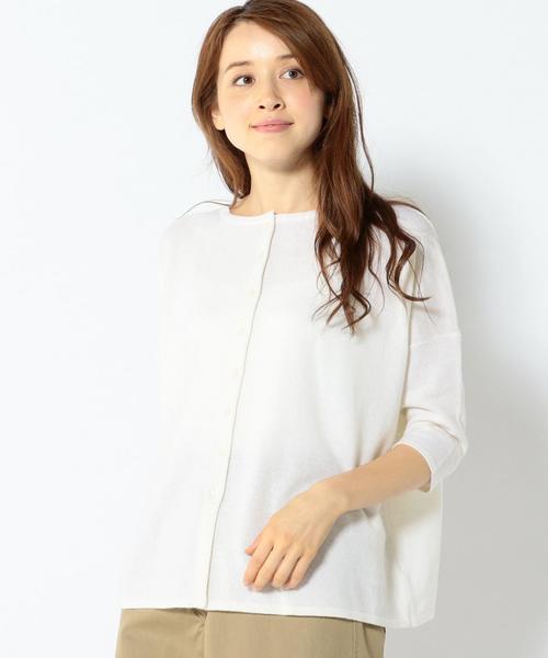 SHIPS Days(シップスデイズ)の「STAMP AND DIARY: 2way ワイド カーディガン(カーディガン/ボレロ・レディース・ベージュ/ネイビー/ホワイト・ONE SIZE)」の1枚目の写真