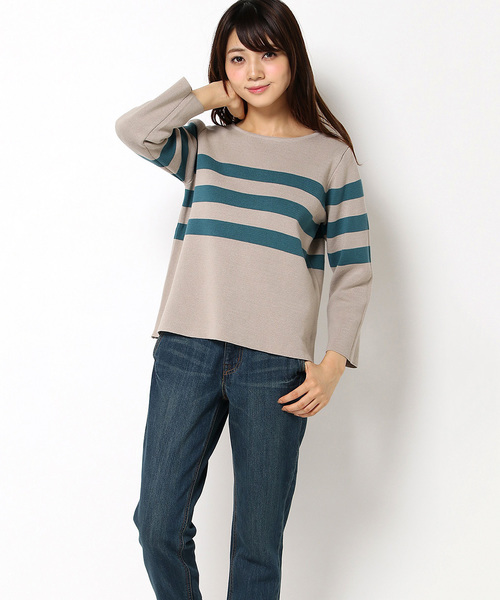 LBC(エルビーシー)の「12Gコットンミラノリブプルオーバー(ニット/セーター・レディース・ネイビー/ベージュ・MEDIUM)」の12枚目の写真