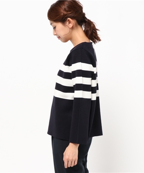 LBC(エルビーシー)の「12Gコットンミラノリブプルオーバー(ニット/セーター・レディース・ネイビー/ベージュ・MEDIUM)」の4枚目の写真