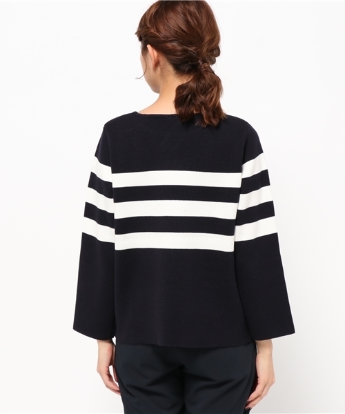 LBC(エルビーシー)の「12Gコットンミラノリブプルオーバー(ニット/セーター・レディース・ネイビー/ベージュ・MEDIUM)」の5枚目の写真