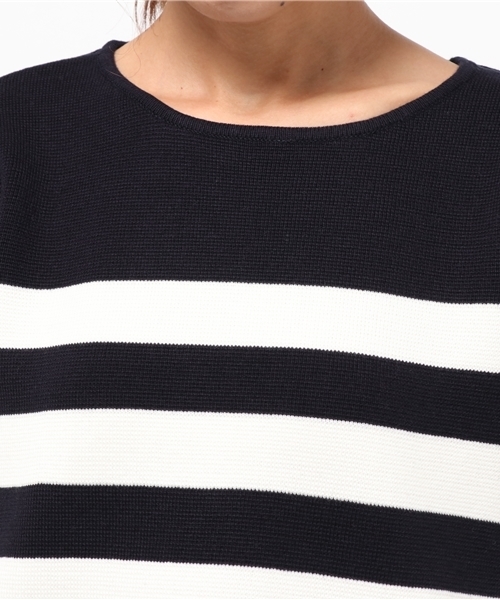 LBC(エルビーシー)の「12Gコットンミラノリブプルオーバー(ニット/セーター・レディース・ネイビー/ベージュ・MEDIUM)」の6枚目の写真