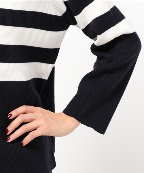 LBC(エルビーシー)の「12Gコットンミラノリブプルオーバー(ニット/セーター・レディース・ネイビー/ベージュ・MEDIUM)」の7枚目の写真