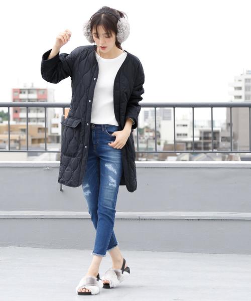 coen（コーエン）の「【手洗いできる】TUFLEX(タフレックス)×Thermore(サーモア)キルティングコート（ミリタリージャケット・レディース・オリーブ/ネイビー・LARGE/MEDIUM）」の20枚目の写真