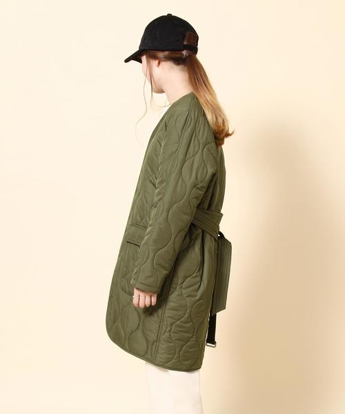 coen（コーエン）の「【手洗いできる】TUFLEX(タフレックス)×Thermore(サーモア)キルティングコート（ミリタリージャケット・レディース・オリーブ/ネイビー・LARGE/MEDIUM）」の12枚目の写真