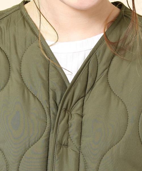 coen（コーエン）の「【手洗いできる】TUFLEX(タフレックス)×Thermore(サーモア)キルティングコート（ミリタリージャケット・レディース・オリーブ/ネイビー・LARGE/MEDIUM）」の14枚目の写真