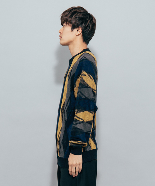 SENSE OF PLACE by URBAN RESEARCH（センスオブプレイスバイアーバンリサーチ）の「アーガイルセーター（ニット/セーター・メンズ・イエロー・MEDIUM/LARGE）」の4枚目の写真