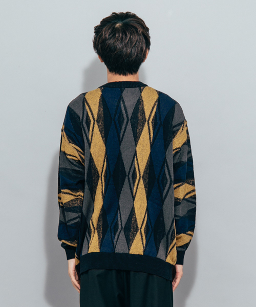 SENSE OF PLACE by URBAN RESEARCH（センスオブプレイスバイアーバンリサーチ）の「アーガイルセーター（ニット/セーター・メンズ・イエロー・MEDIUM/LARGE）」の5枚目の写真