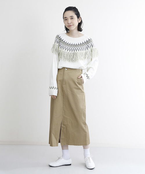 MERLOT（メルロー）の「フロントスリットペンシルスカート1391（スカート・レディース・グレー/ベージュ/カーキ/ブラック・FREE）」の10枚目の写真