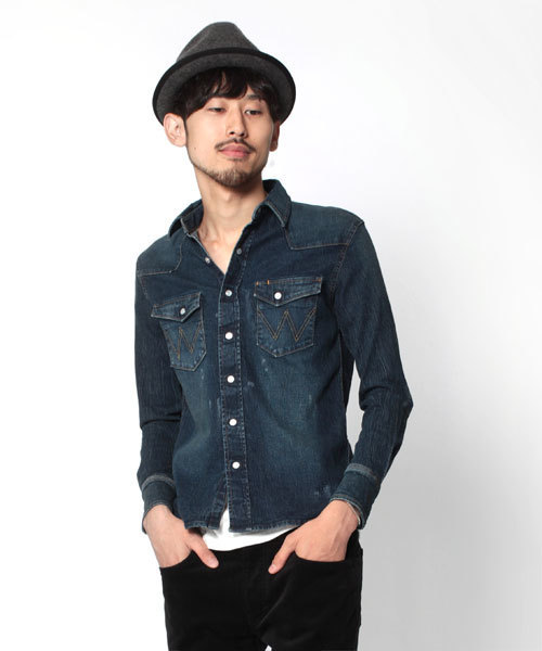 NANO universe（ナノユニバース）の「別注ストレッチデニムシャツ（シャツ/ブラウス・メンズ・グレー/ブルー/インディゴブルー・SMALL/MEDIUM/LARGE）」の3枚目の写真